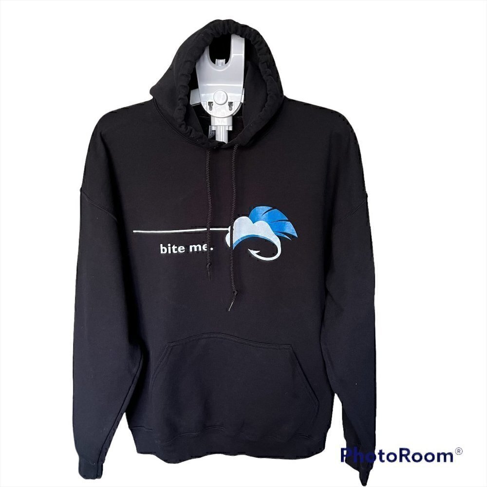 𝅺BITE Me Unisex Black Casual Hoodie Size XLarge